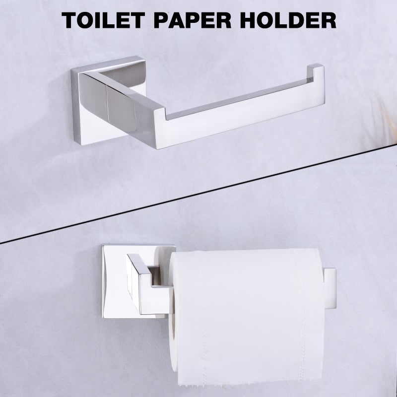 TRUSTMI 5-Piece Bathroom Hardware Accessory Set Robe Hook Towel Bar Toilet Roll Paper Holder Towel Ring Wall Mounted, SUS 304 Stainless Steel, Chrome - Image 5